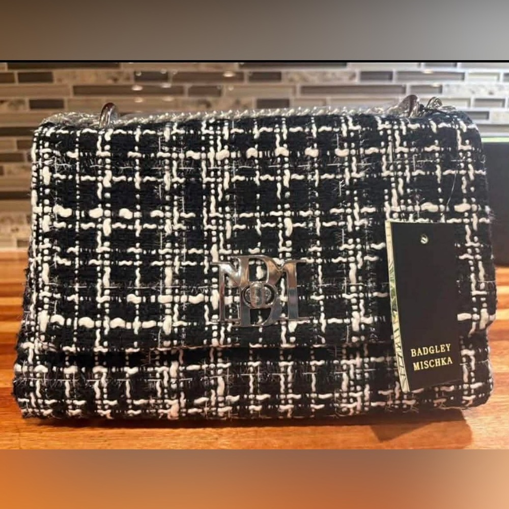 Badgley Mischka Tweed Shoulder Bag